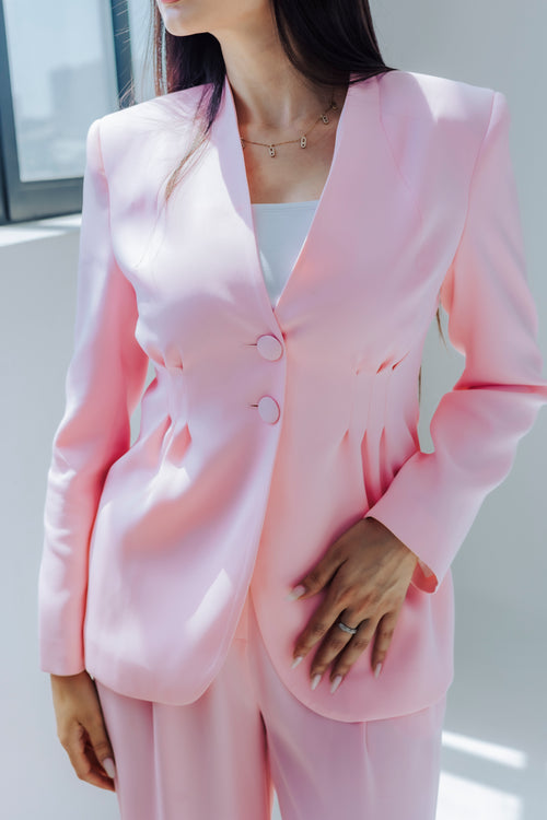 Cheeya — Pink Suit (Blazer + Wide-Leg Trousers)