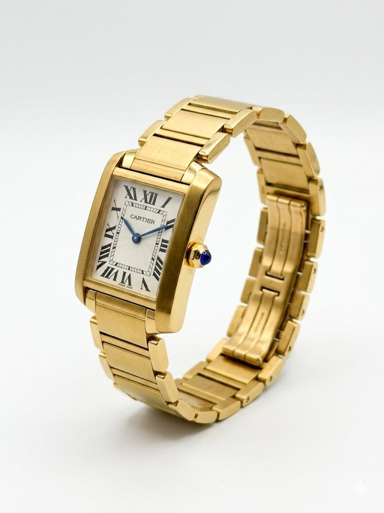 Cartier Tank İncə Qızılı Polad Qadın Saatı